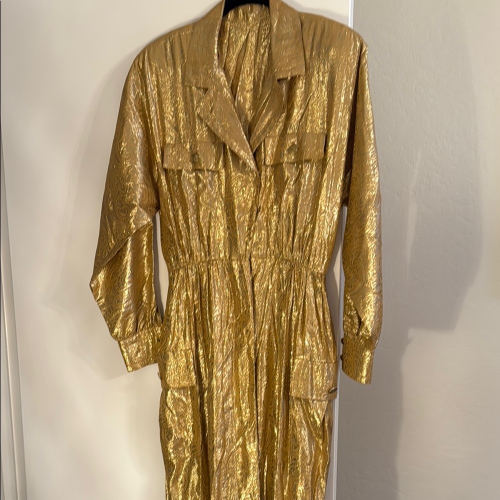 Vintage Adele Simpson Gold Metallic Dress